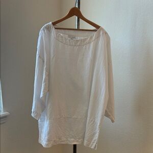 PureJill white 100% linen XL Petite boatneck EUC beach cottagecore coastal